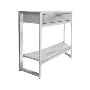 Homeroots 24" Silver And Gray Wood And Metal End Table With Drawer And Shelf Grey  333227