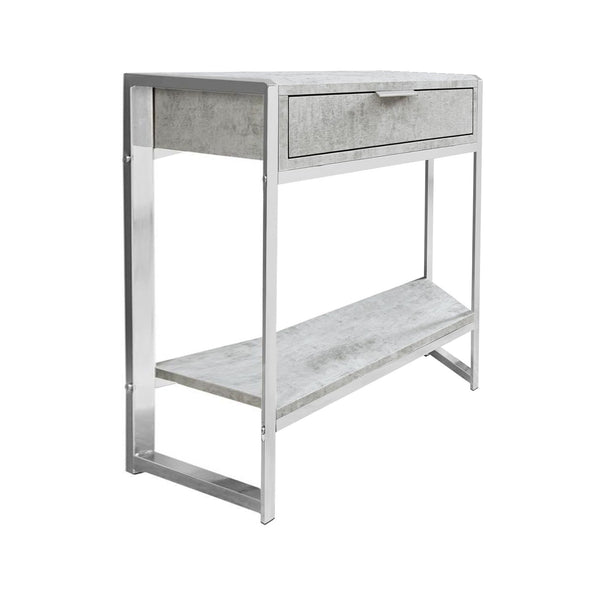 Homeroots 24" Silver And Gray Wood And Metal End Table With Drawer And Shelf Grey  333227