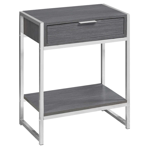 Homeroots 24" Silver And Gray Wood And Metal End Table With Drawer And Shelf Grey  333230