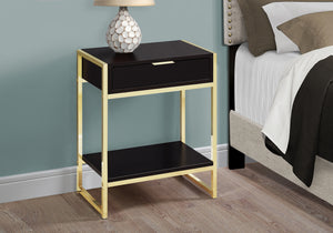 Homeroots 24" Gold And Dark Brown Wood And Metal End Table With Drawer And Shelf Cappuccino,Gold  333232