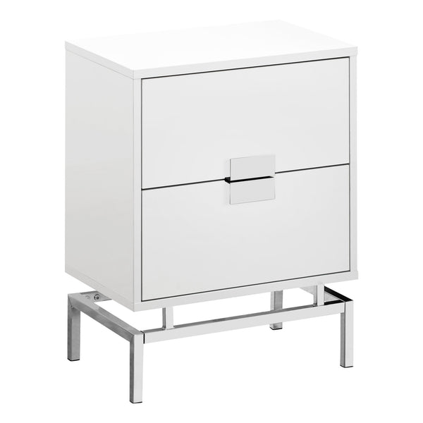 Homeroots 23.5" Particle Board And Chrome Metal Accent Table White  333233