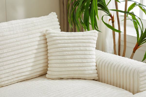 English Elm Modern Sectional Couch - Cozy 2-Piece Corduroy Slipcovers With Throw Pillows For Stylish Living Spaces W2915S00030