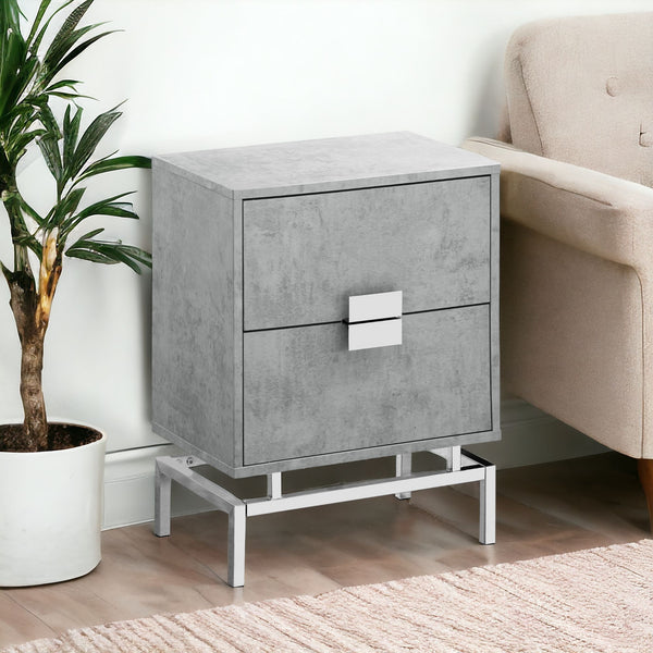 Homeroots 24" Silver And Gray End Table With Two Drawers Grey  333234