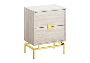 HomeRoots 24" Chic End Table with Two Drawers - Stylish Modern Accent for Living Room, Bedroom, or Entryway Beige,Gold 333236