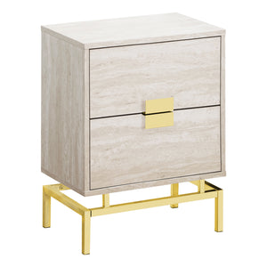 Homeroots 24" Gold And Beige End Table With Two Drawers Beige,Gold  333236