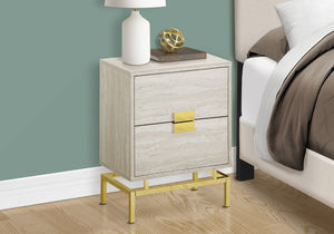 HomeRoots 24" Chic End Table with Two Drawers - Stylish Modern Accent for Living Room, Bedroom, or Entryway Beige,Gold 333236