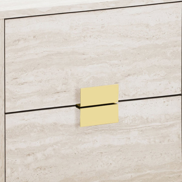 HomeRoots 24" Chic End Table with Two Drawers - Stylish Modern Accent for Living Room, Bedroom, or Entryway Beige,Gold 333236