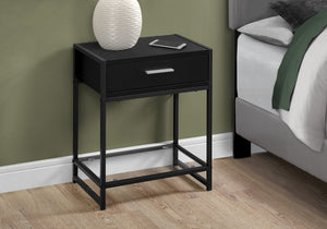 Homeroots 22" Black Glass And Metal End Table With Drawer And Shelf Black,Black,Clear  333242