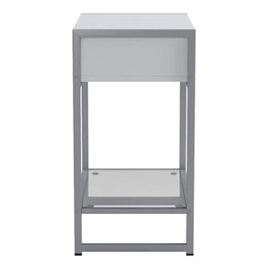 Homeroots 22" White Glass And Metal End Table With Drawer And Shelf White,Clear,Silver  333243