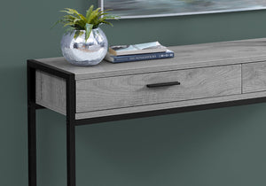 HomeRoots 48" Modern Console Table with Drawers - Stylish Storage Solution for Entryway and Living Spaces Grey,Black 333244