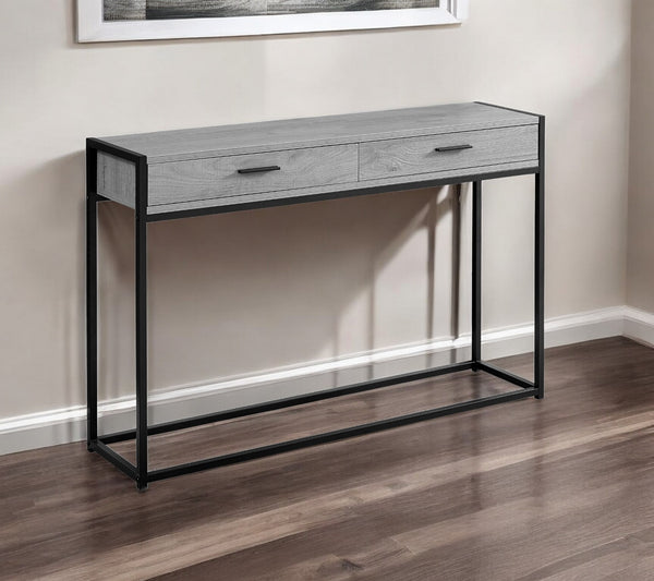 Homeroots 48" Gray And Black Frame Console Table And Drawers Grey,Black  333244