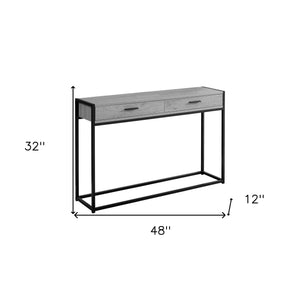 Homeroots 48" Gray And Black Frame Console Table And Drawers Grey,Black  333244