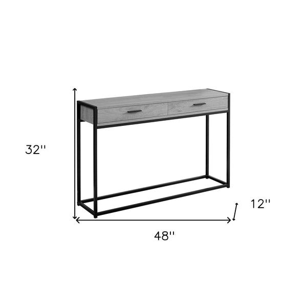 Homeroots 48" Gray And Black Frame Console Table And Drawers Grey,Black  333244