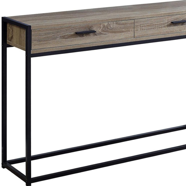 HomeRoots 48" Modern Console Table with Drawers - Stylish Storage Solution for Entryway and Living Spaces Dark Taupe,Black 333245
