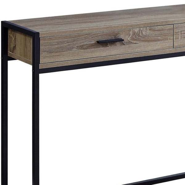 HomeRoots 48" Modern Console Table with Drawers - Stylish Storage Solution for Entryway and Living Spaces Dark Taupe,Black 333245