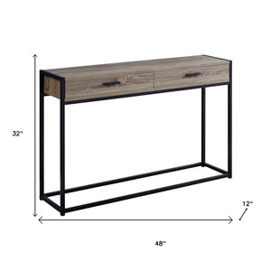 HomeRoots 48" Modern Console Table with Drawers - Stylish Storage Solution for Entryway and Living Spaces Dark Taupe,Black 333245