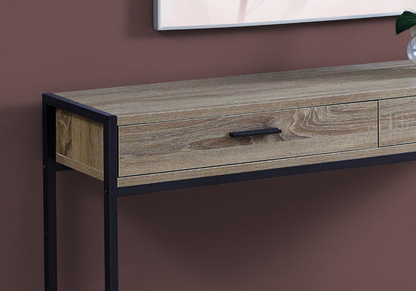 HomeRoots 48" Modern Console Table with Drawers - Stylish Storage Solution for Entryway and Living Spaces Dark Taupe,Black 333245