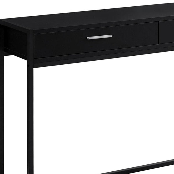 HomeRoots 48" Modern Console Table with Drawers - Stylish Storage Solution for Entryway and Living Spaces Black,Black 333246