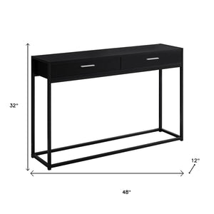 HomeRoots 48" Modern Console Table with Drawers - Stylish Storage Solution for Entryway and Living Spaces Black,Black 333246