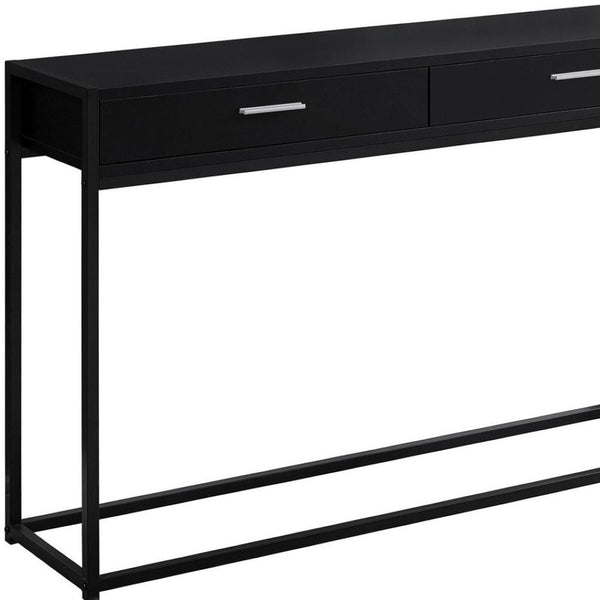 HomeRoots 48" Modern Console Table with Drawers - Stylish Storage Solution for Entryway and Living Spaces Black,Black 333246