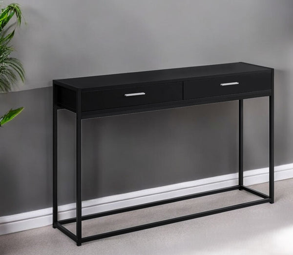 Homeroots 48" Black Frame Console Table And Drawers Black,Black  333246