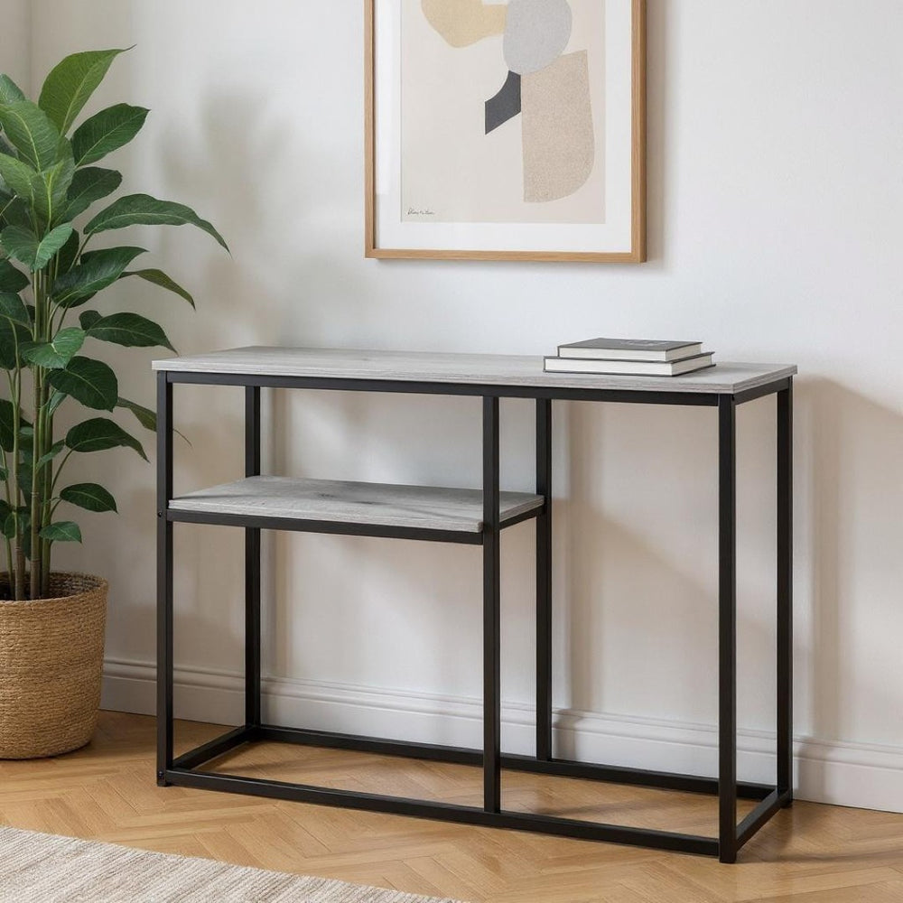 HomeRoots 42" Modern Console Table with Ample Storage, Durable Frame for Entryway or Living Room Décor Grey,Black 333247