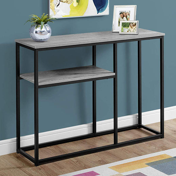Homeroots 42" Gray And Black Frame Console Table With Storage Grey,Black  333247