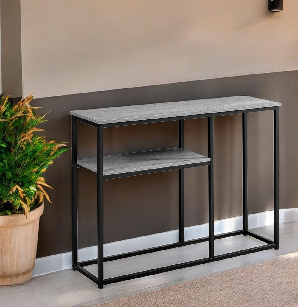 Homeroots 42" Gray And Black Frame Console Table With Storage Grey,Black  333247
