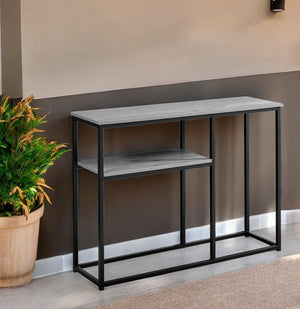 Homeroots 42" Gray And Black Frame Console Table With Storage Grey,Black  333247