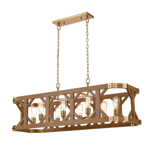 Structure 48'' Wide 8-Light Linear Chandelier - Medium Oak 33325/8 Elk Lighting