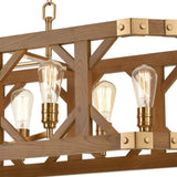 Structure 48'' Wide 8-Light Linear Chandelier - Medium Oak 33325/8 Elk Lighting