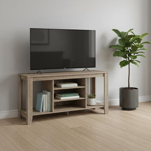 HomeRoots 48" Taupe Wood Open Shelving TV Stand - Stylish Storage Solution for Living Room and Office Spaces Dark Taupe 333253