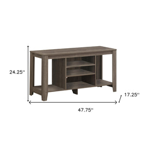 Homeroots 48" Deep Taupe Open Shelving Tv Stand Dark Taupe Manufactured Wood 333253