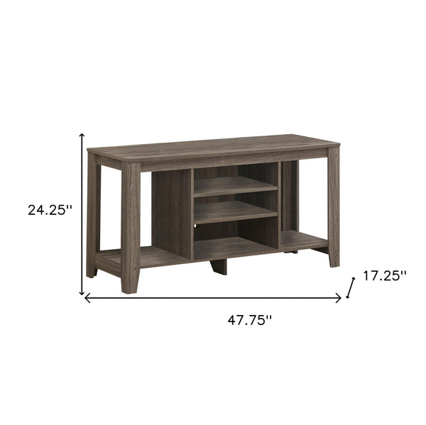 Homeroots 48" Deep Taupe Open Shelving Tv Stand Dark Taupe Manufactured Wood 333253