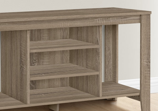 HomeRoots 48" Taupe Wood Open Shelving TV Stand - Stylish Storage Solution for Living Room and Office Spaces Dark Taupe 333253