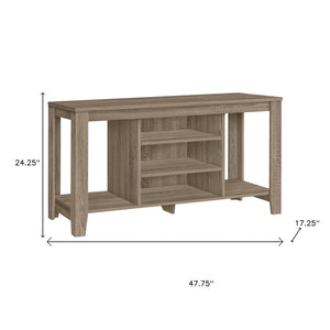 HomeRoots 48" Taupe Wood Open Shelving TV Stand - Stylish Storage Solution for Living Room and Office Spaces Dark Taupe 333253
