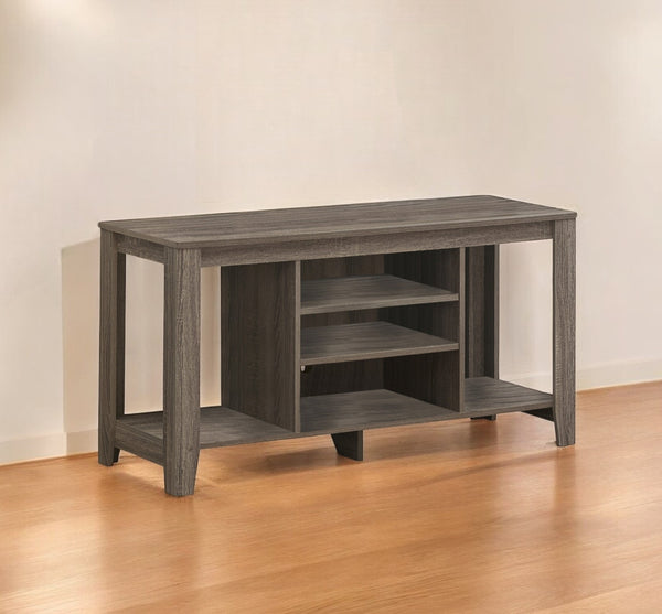 Homeroots 48" Deep Taupe Open Shelving Tv Stand Dark Taupe Manufactured Wood 333253