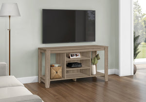 HomeRoots 48" Taupe Wood Open Shelving TV Stand - Stylish Storage Solution for Living Room and Office Spaces Dark Taupe 333253