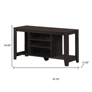HomeRoots 48" Taupe Wood Open Shelving TV Stand - Stylish Storage Solution for Living Room and Office Spaces Cappuccino 333254