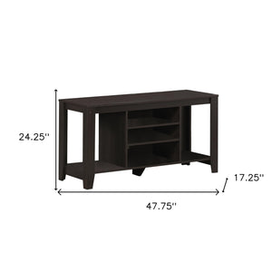 Homeroots 48" Dark Brown Open Shelving Tv Stand Cappuccino Manufactured Wood 333254