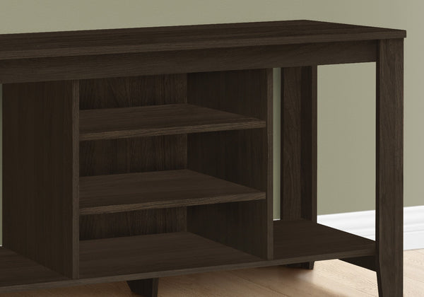 HomeRoots 48" Taupe Wood Open Shelving TV Stand - Stylish Storage Solution for Living Room and Office Spaces Cappuccino 333254