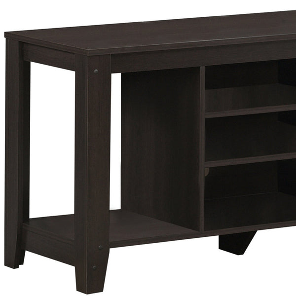 Homeroots 48" Dark Brown Open Shelving Tv Stand Cappuccino Manufactured Wood 333254