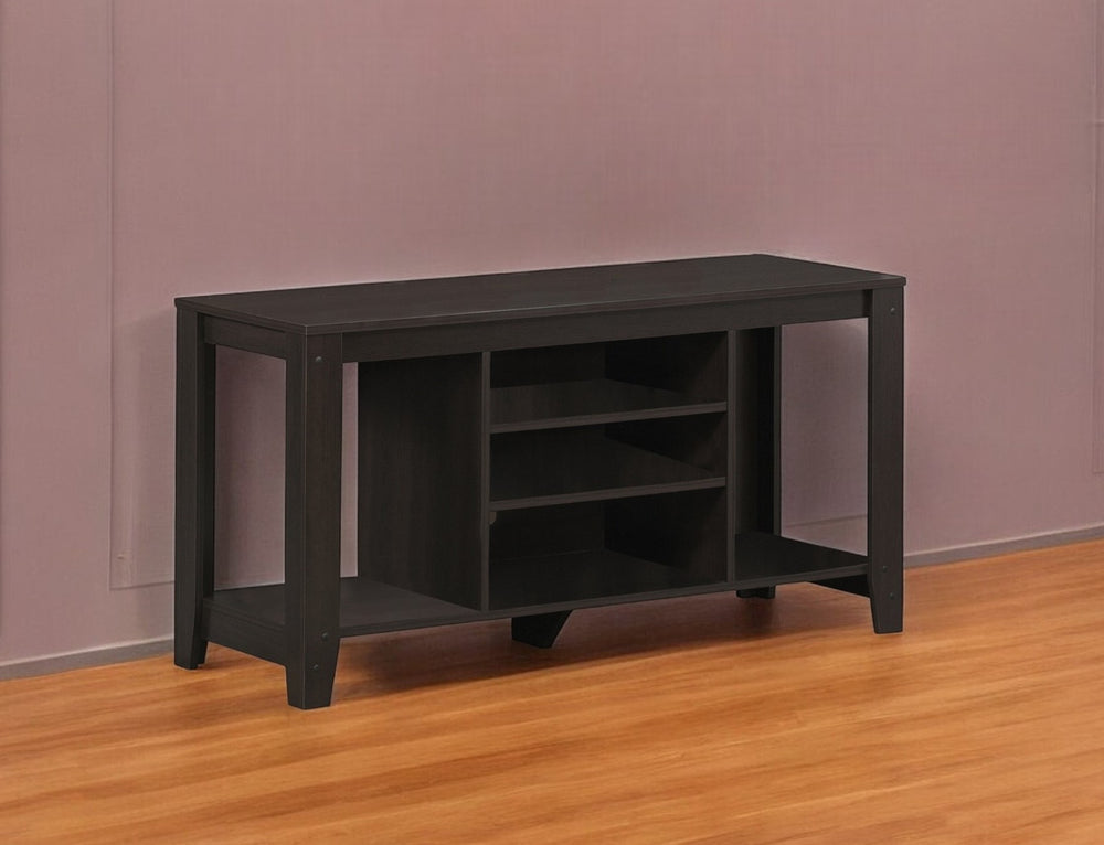 Homeroots 48" Dark Brown Open Shelving Tv Stand Cappuccino Manufactured Wood 333254