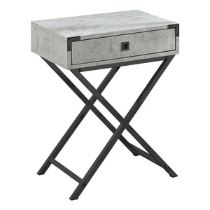 Homeroots 24" Black And Gray Wood And Metal End Table With Drawer Grey,Black  333259