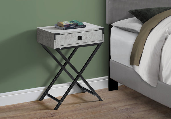 Homeroots 24" Black And Gray Wood And Metal End Table With Drawer Grey,Black  333259