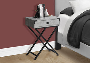 HomeRoots 24" Sleek End Table with Drawer - Modern Industrial Design Perfect for Small Spaces and Stylish Homes Grey,Black 333259