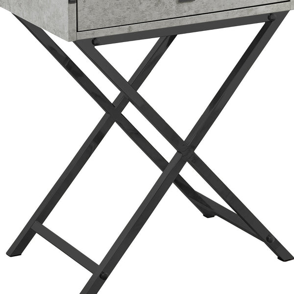 Homeroots 24" Black And Gray Wood And Metal End Table With Drawer Grey,Black  333259