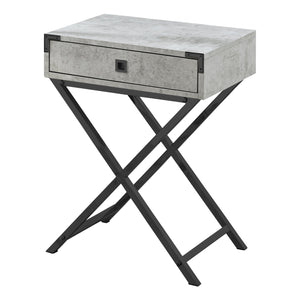 Homeroots 24" Black And Gray Wood And Metal End Table With Drawer Grey,Black  333259