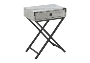 HomeRoots 24" Sleek End Table with Drawer - Modern Industrial Design Perfect for Small Spaces and Stylish Homes Grey,Black 333259