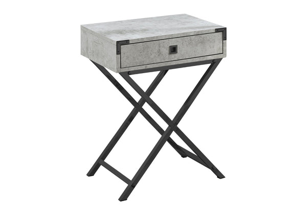 HomeRoots 24" Sleek End Table with Drawer - Modern Industrial Design Perfect for Small Spaces and Stylish Homes Grey,Black 333259